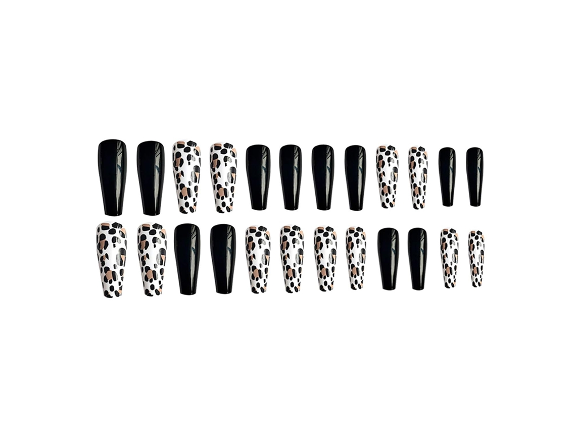 Uñas postizas con forma de ataúd para mujer, 24 piezas, extra largas con pegamento, ideales para uñas postizas.