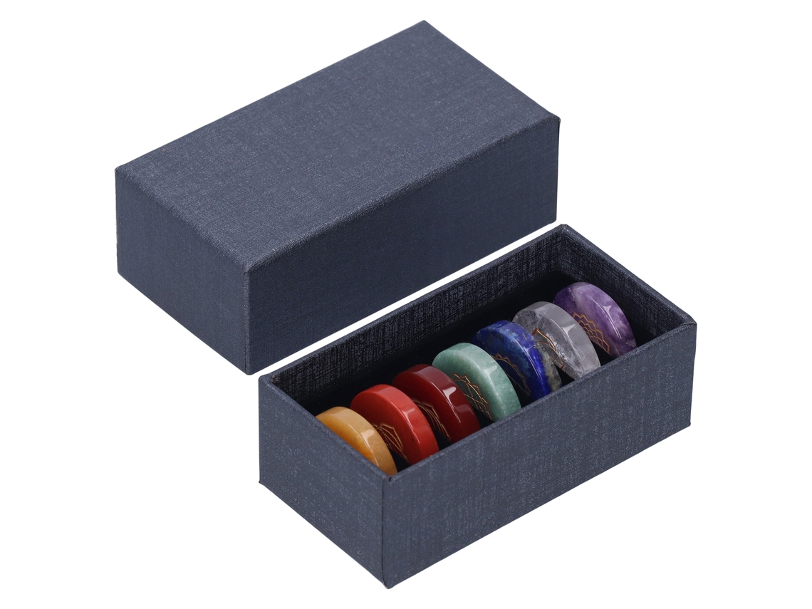 Pirámide Decorativa De 7 Chakras Hecha De Piedras Naturales Con Caja De Regalo.
