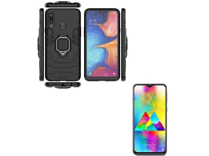 Kit Carcasa y Protector de Cristal Samsung Galaxy A20s Military Defender Negro
