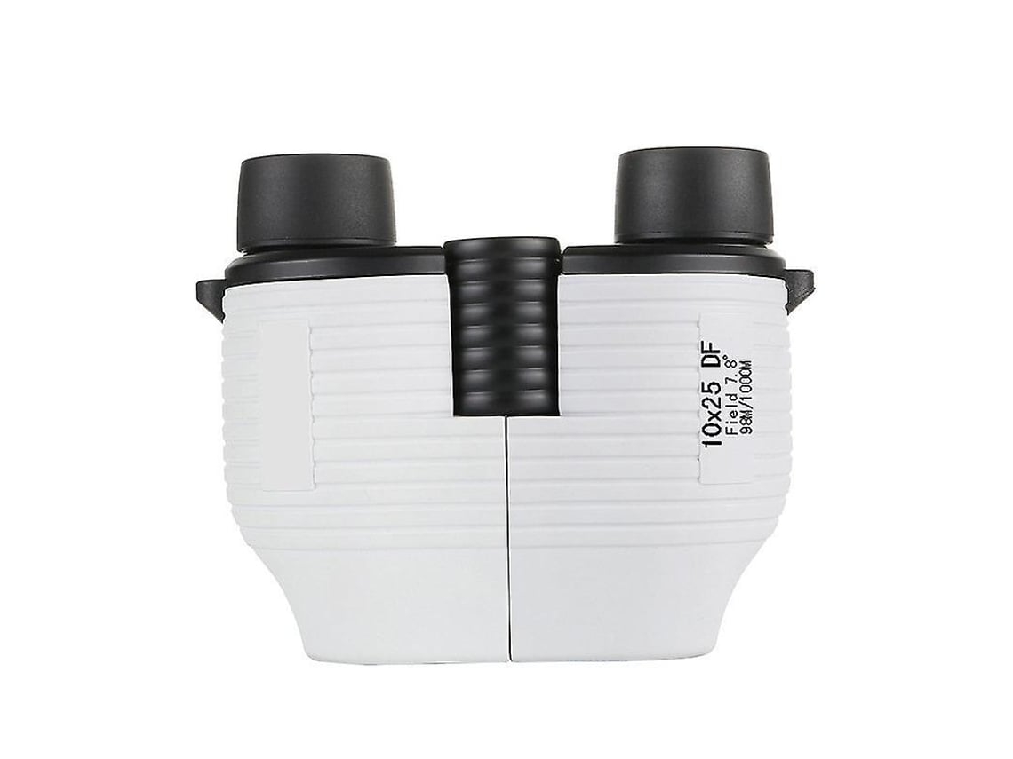 Binoculares 10x25 con enfoque completo, mini telescopio portátil HD de alta potencia, regalos para niños, color blanco USHION