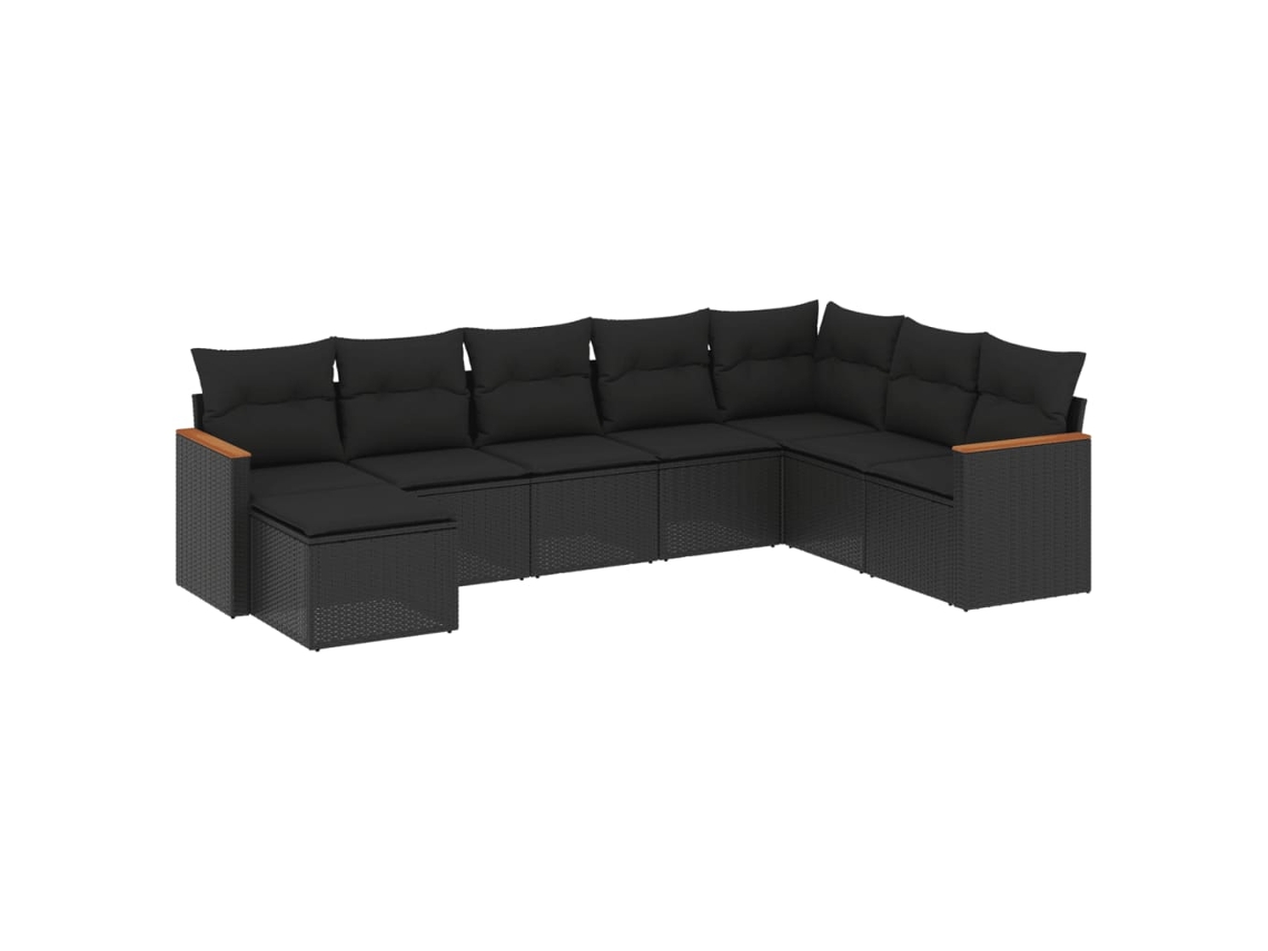 Maison Exclusive - Set De Sofás De Jardín 8 Piezas Y Cojines Ratán Sintético Negro