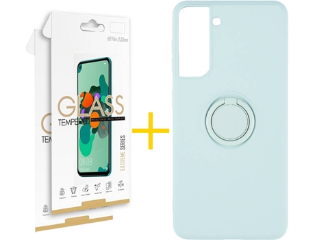 Carcasa + 2 Protectores de Pantalla para Samsung Galaxy S22 Plus 5G SKYHE Verde Agua