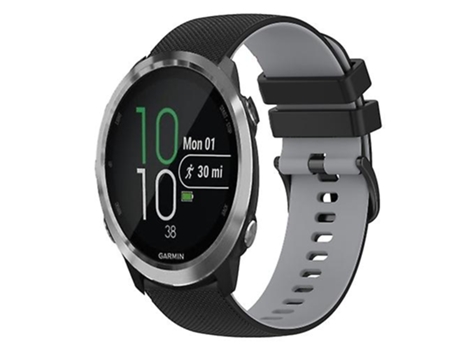 Correa para Garmin Forerunner 645 Music 20mm Correa de reloj de silicona bicolor a cuadros negro-gris VENISYMLIS