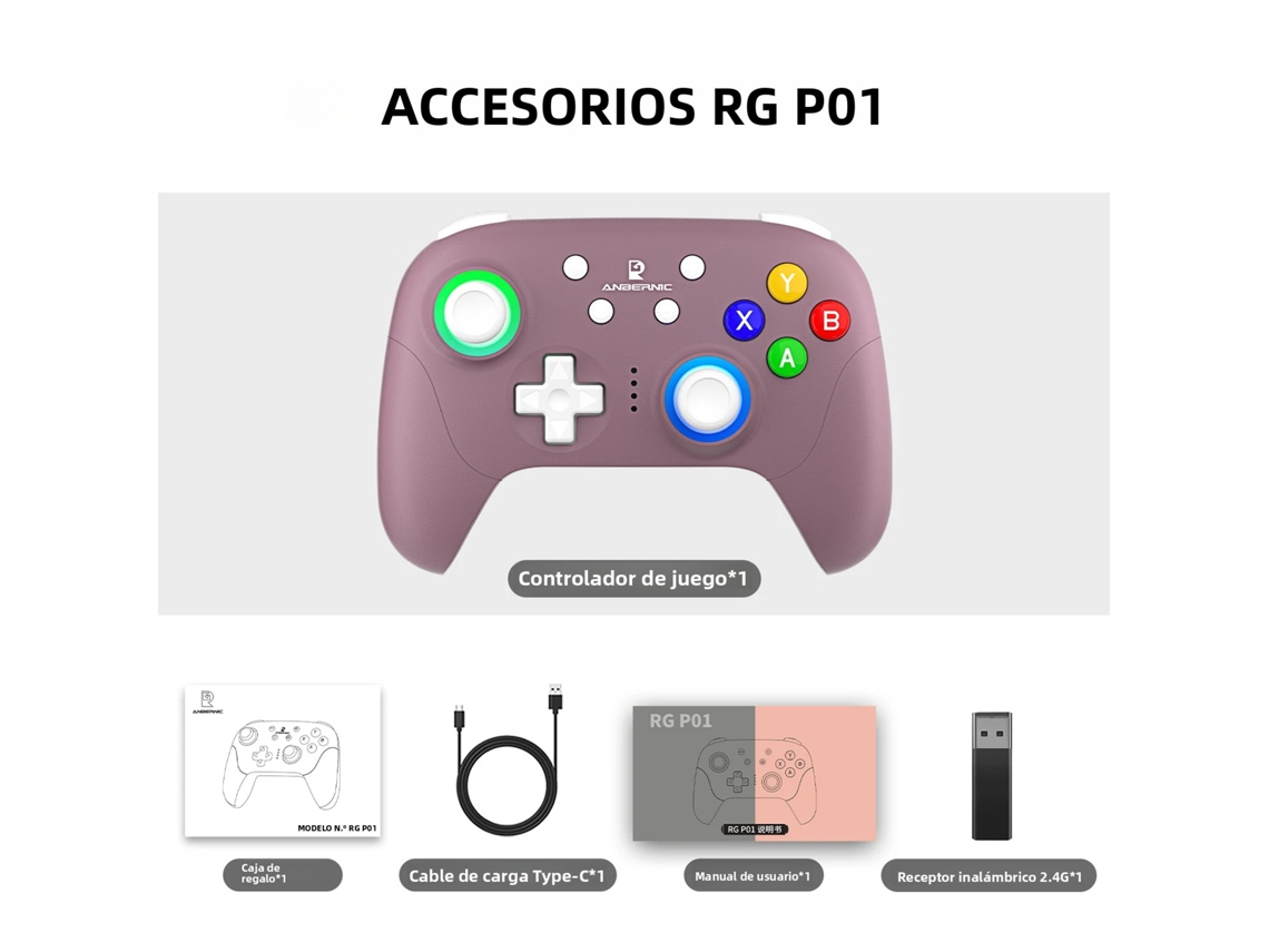 Controlador De Juegos Bluetooth (morado) Con Joysticks De Efecto Hall Rgb Y Motores De Vibración Duales.
