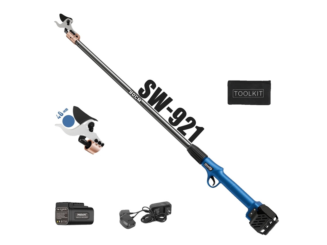 Tijeras de podar eléctricas, motor sin escobillas, opciones de potencia versátiles, SW 921 de 0,9 m, dos baterías OEM