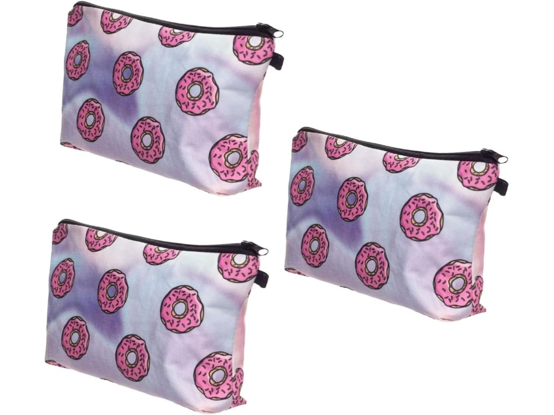 Neceser De Viaje Con Cremallera De 3 Piezas Con Estampado De Donut Y Organizador De Maquillaje