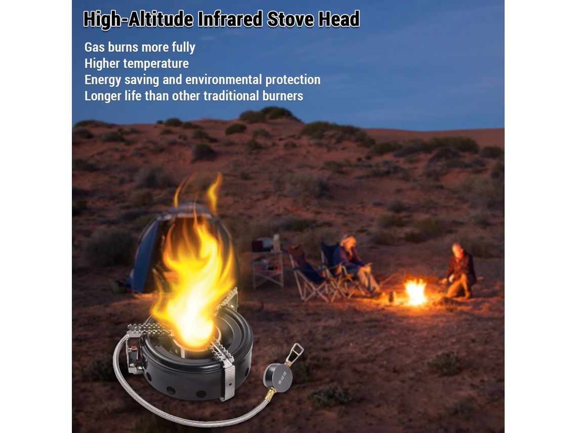 Hornilla De Gas Portátil Para Camping Con Tecnología Infrarroja, Resistente Al Viento, Ligera Y Plegable Para Senderismo.