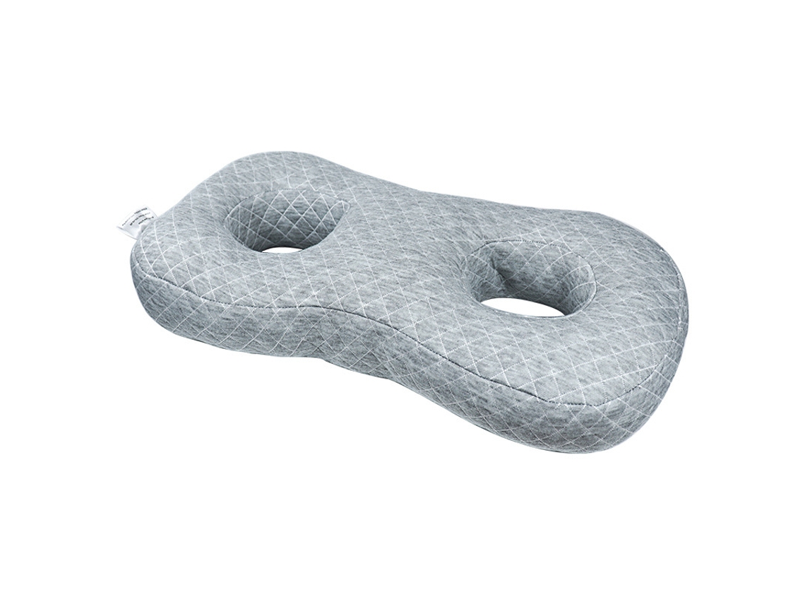Almohada Eifson Para Dormir De Lado Con Orificios Para Auriculares (gris A Cuadros)
