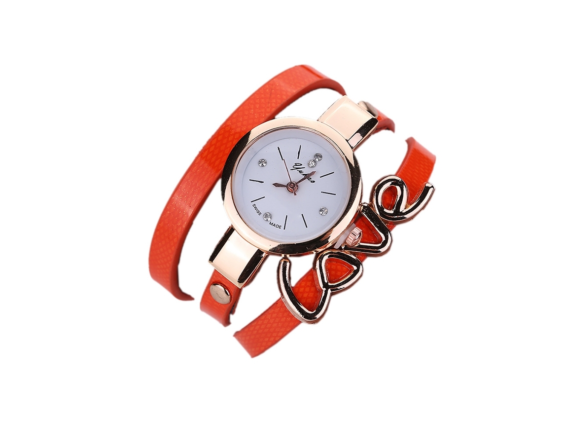 Reloj De Pulsera De Cuarzo De Aleación Multicapa De Estilo Étnico Para Mujer - Naranja