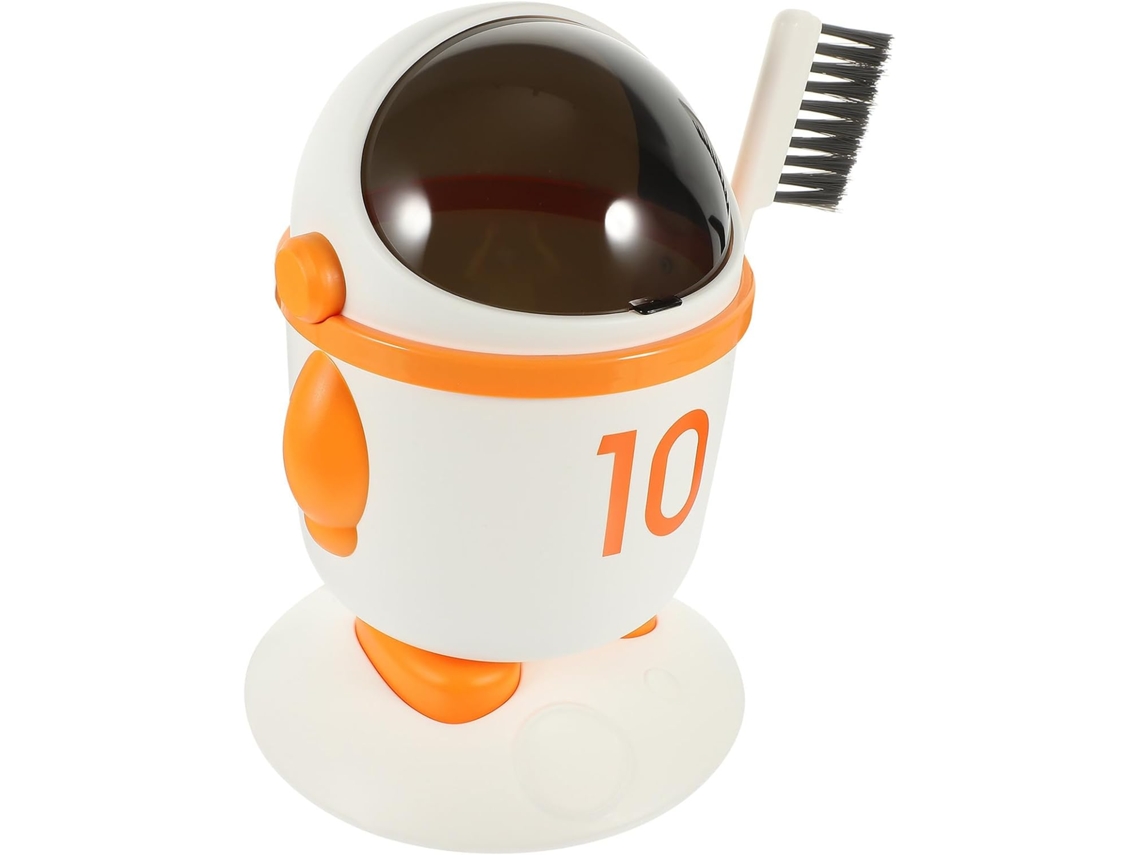 Papelera de oficina Mini Cosmonaut en polipropileno naranja con cepillo. SFUSHOS