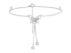 Pulsera De Tobillo Linjou Forma De Mariposa Simple Plateada Para Mujer Regalo Playa 24cm Aleación De Zinc