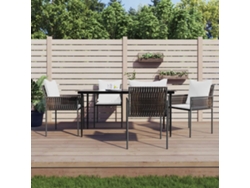 Juego de comedor de jardín de 5 piezas con cojines, mimbre, acero, DKD Home Decor