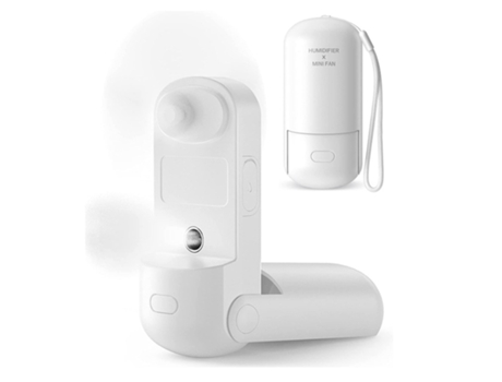 Ventilador de mano 3 en 1 Mini ventilador portátil de mano con nebulización Funciona con pilas recargables 3 velocidades ajustables Blanco BISBISOUS