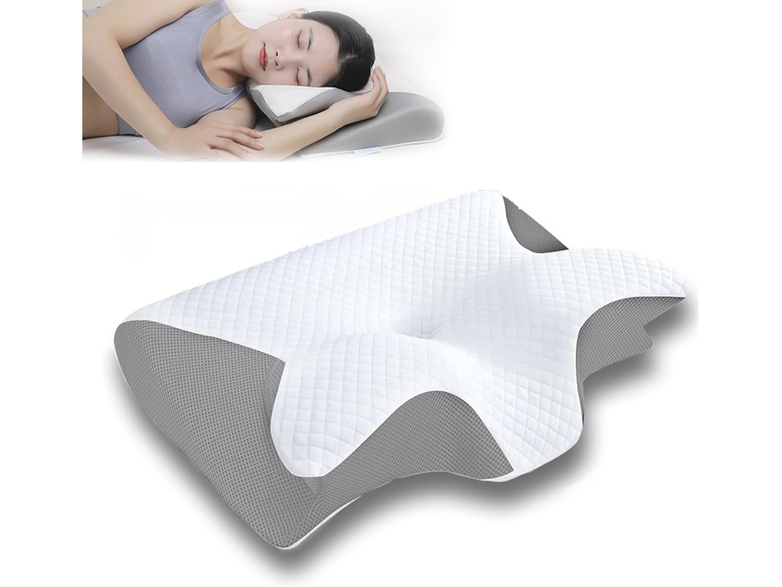 Almohada Cervical De Espuma Viscoelástica Transpirable, Almohada Ergonómica Para Dormir, Alivia El Dolor De Cuello, Gris Gertiz
