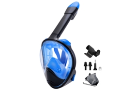 Nueva máscara de snorkel de silicona, totalmente seca, impermeable, a prueba de fugas y antivaho, talla para adultos. Azul-Negro - Talla