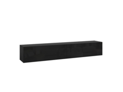 Prateleira Suspensa Evaton 2 Portas 180x32x30cm Preto Alto Brilho en.casa