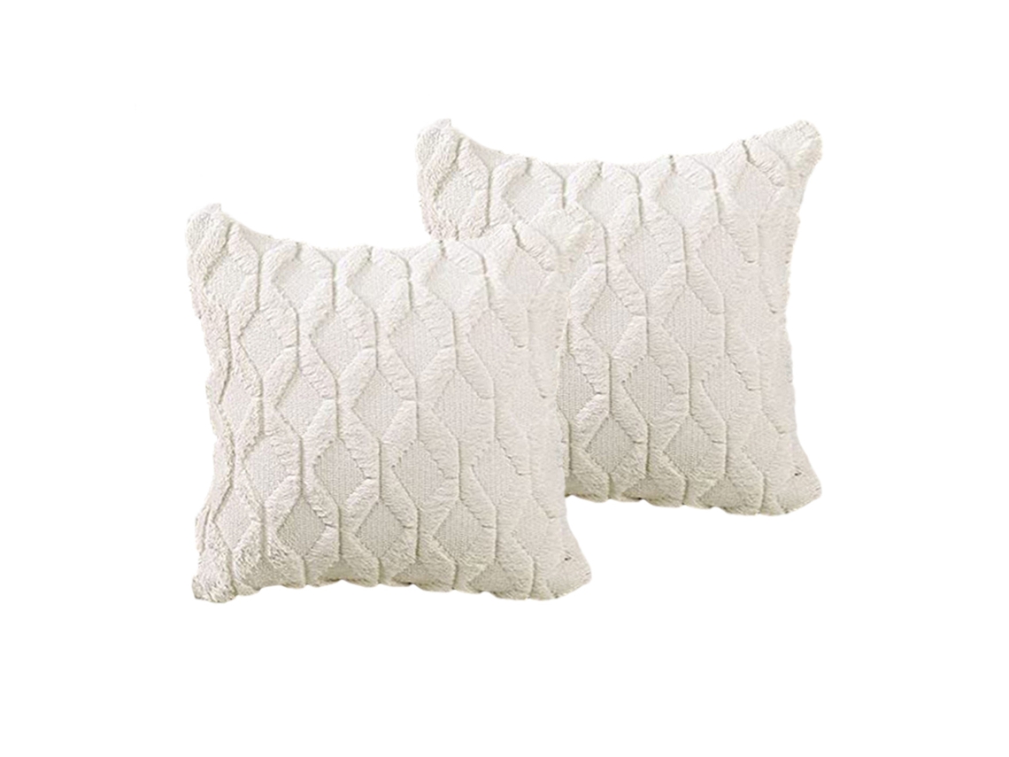 Juego De 2 Fundas De Cojín Cortas De Terciopelo De Lana, 45 X 45 Cm