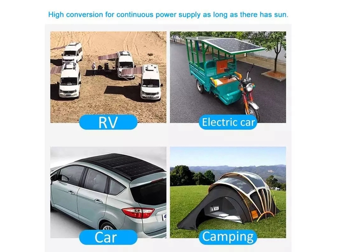 Painel Solar Portátil Monocristalino De Alumínio Carregador Para Carro Barco Rv Moto