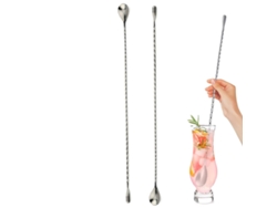 MEOIRUERY Cuchara de Bar 2 Piezas, Cuchara para Cóctel de Acero Inoxidable con Machacador, Cuchara para Mezclar para Bartender