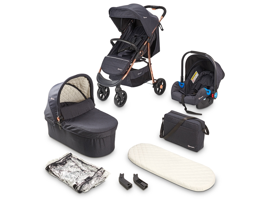 Cochecito Babygo Style 3 en 1 negro y oro rosa