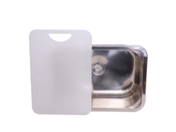 Fregadero cuadrado de acero inoxidable, diseño compacto, ligero, incluye tabla de cortar OEM