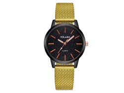 Reloj De Pulsera De Cuarzo Para Mujer Yolako Con Correa De Plástico Y Esfera Dorada Con Diseño De Cielo Estrellado.
