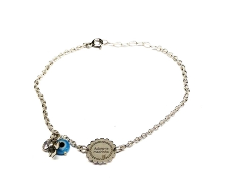 Pulsera HUGODUARTEJÓIAS Te Quiero, Madrina en Portugués (Plata - Plateado - 15 cm)