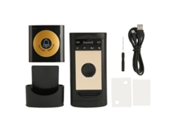 Timbre intercomunicador inalámbrico bidireccional con sonido claro y amplio alcance para casa y oficina, color negro.