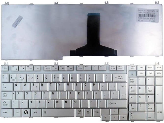 Teclado Plateado para Portátil Toshiba Satellite A500 A505 A505D