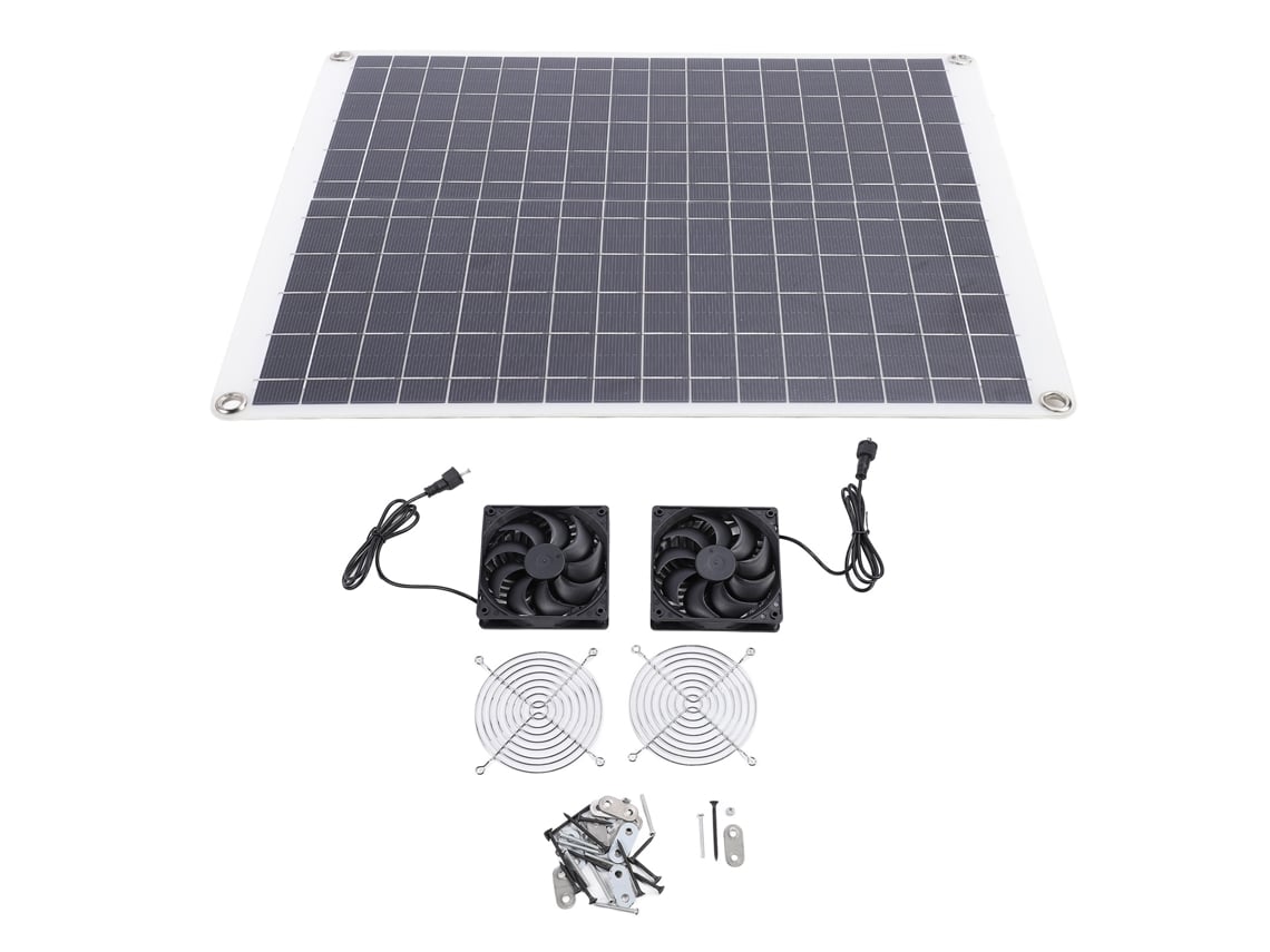 Panel solar monocristalino de 20 W y 18 V con kit de doble ventilador.