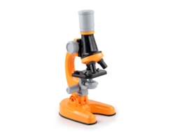 Set De Microscopio Para Niños 100x 400x 1200x Con Luz Led Ajustable Juguete Educativo Científico Naranja