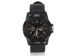 Reloj De Pulsera Electrónico Analógico, Estilo Militar, Con Correa Redonda De Nailon, Negro.