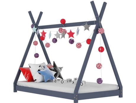 Estructura de cama infantil VIDAXL Gris Madera (168x86x146 cm)