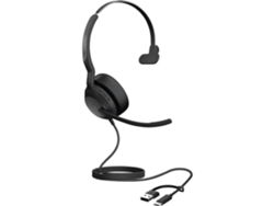 Evolve2 50 Teléfono Micrófono Cabeza Supra Auricular Con Cable Mono Negro Reducción De Ruido Del Micrófono, Noise C Jabra