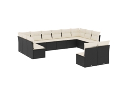 Maison Exclusive - Set De Sofás De Jardín 12 Piezas Cojines Ratán Sintético Negro
