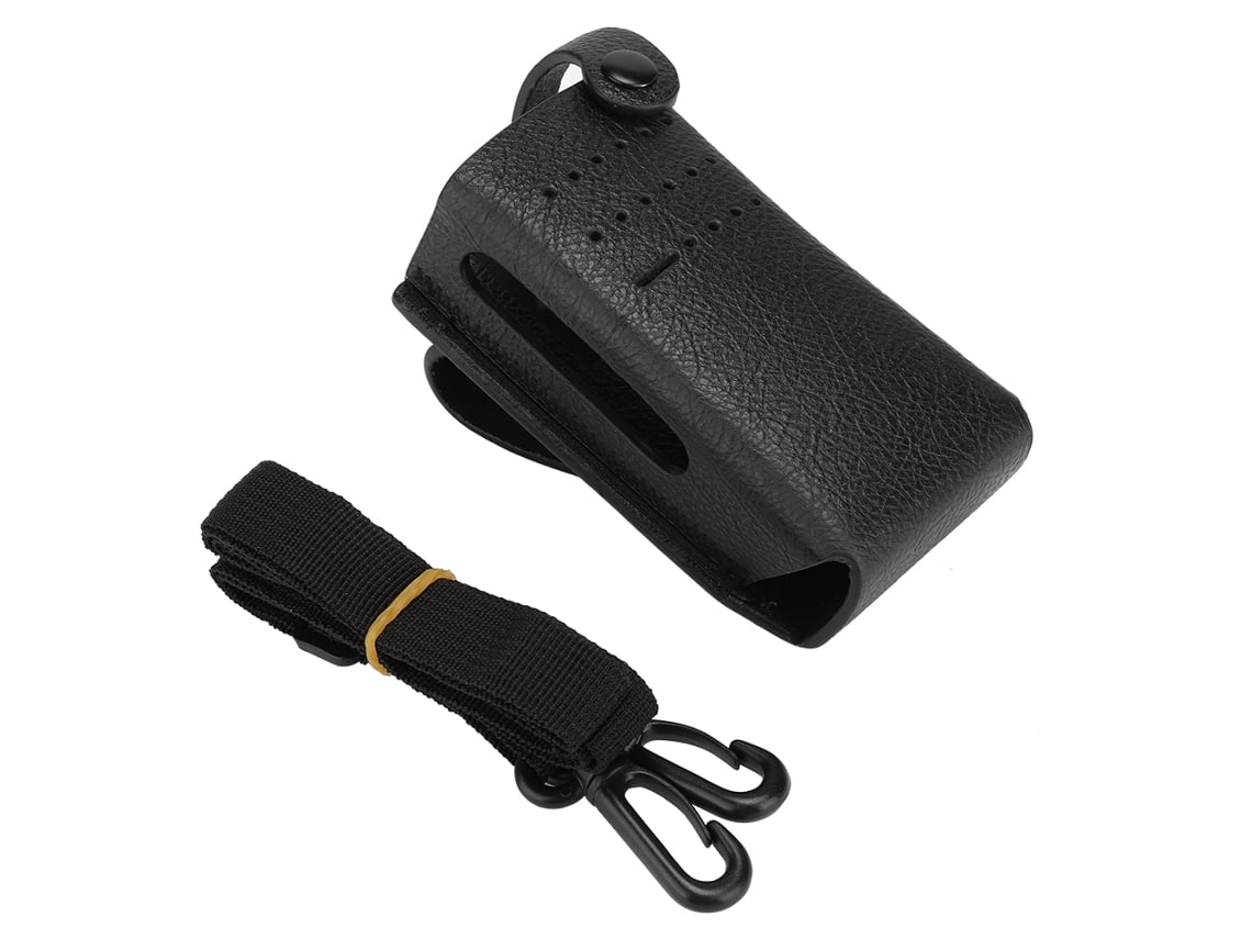 Capa De Couro Pu Protetora Para Rádio Bidirecional Walkie Talkie Motorola P6600 Com Alça De Nylon