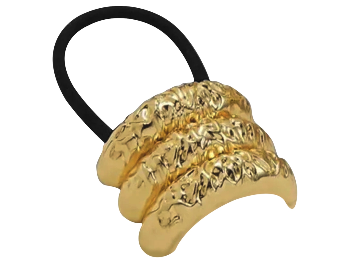 Goma elástica informal para el pelo con triple relieve y acabado dorado - AVIZAR