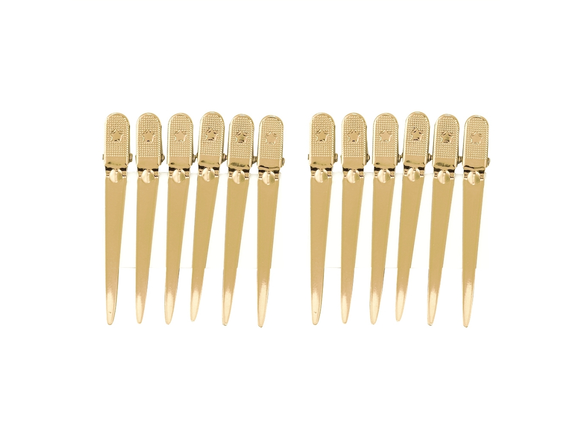 12pcs/ Caja Pinzas Para Peinado Clips De Peluquería Seccionadoras Para Salón Estilo Oro