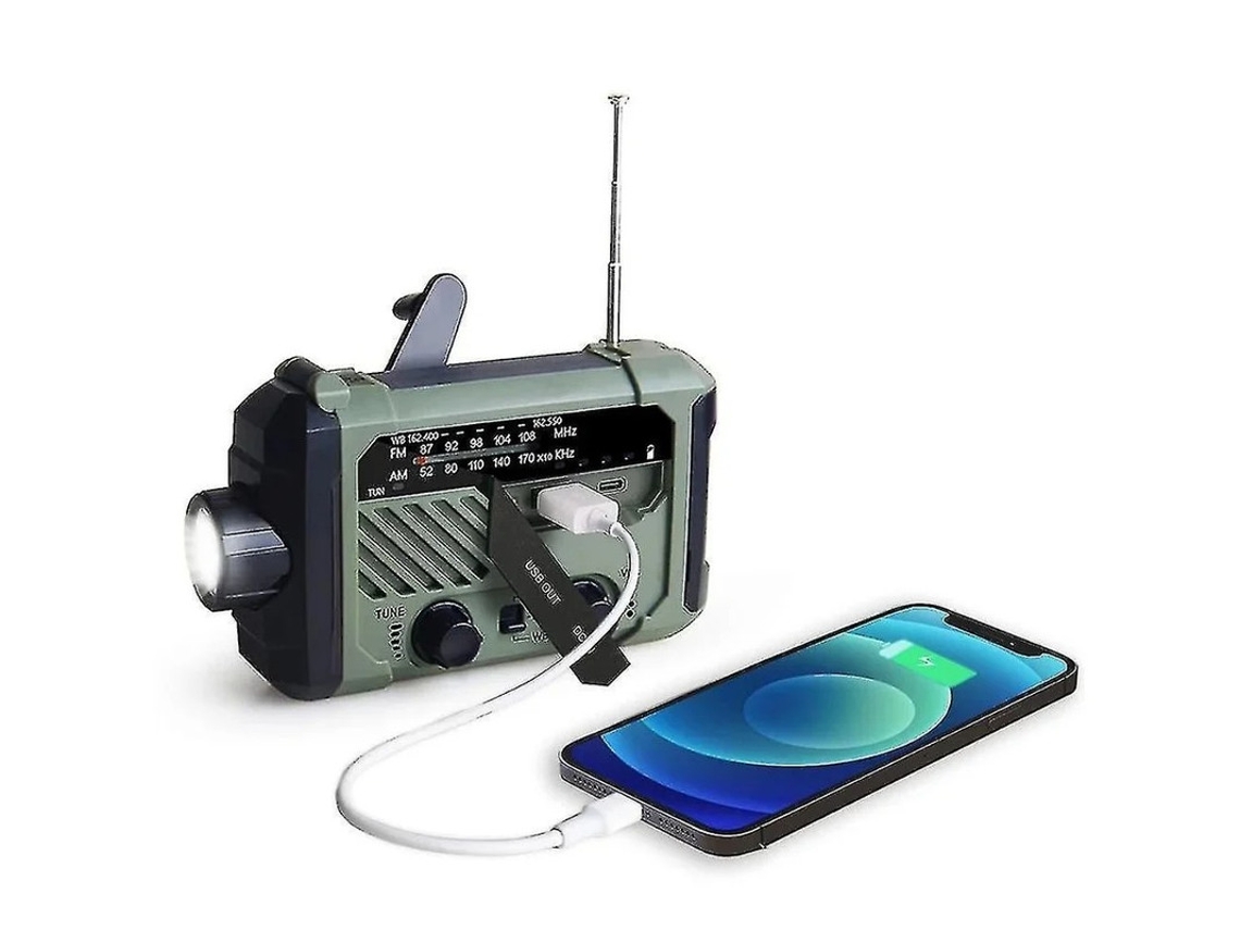 Radio portátil de mano con AM/FM de emergencia 3 en 1, linterna y carga solar, 2000 mAh, BESTVITE