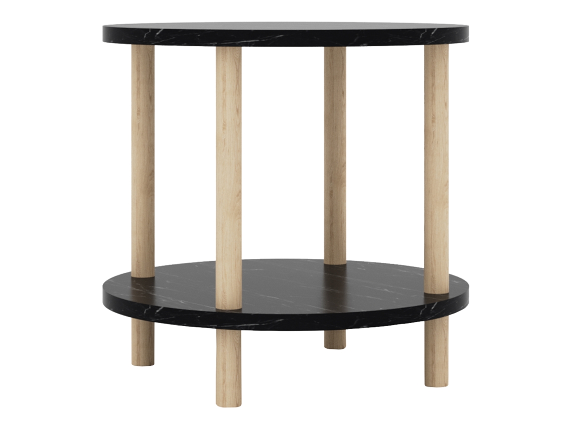 Mesa auxiliar Ves 49xø42 cm efecto mármol, color negro [EN.CASA]