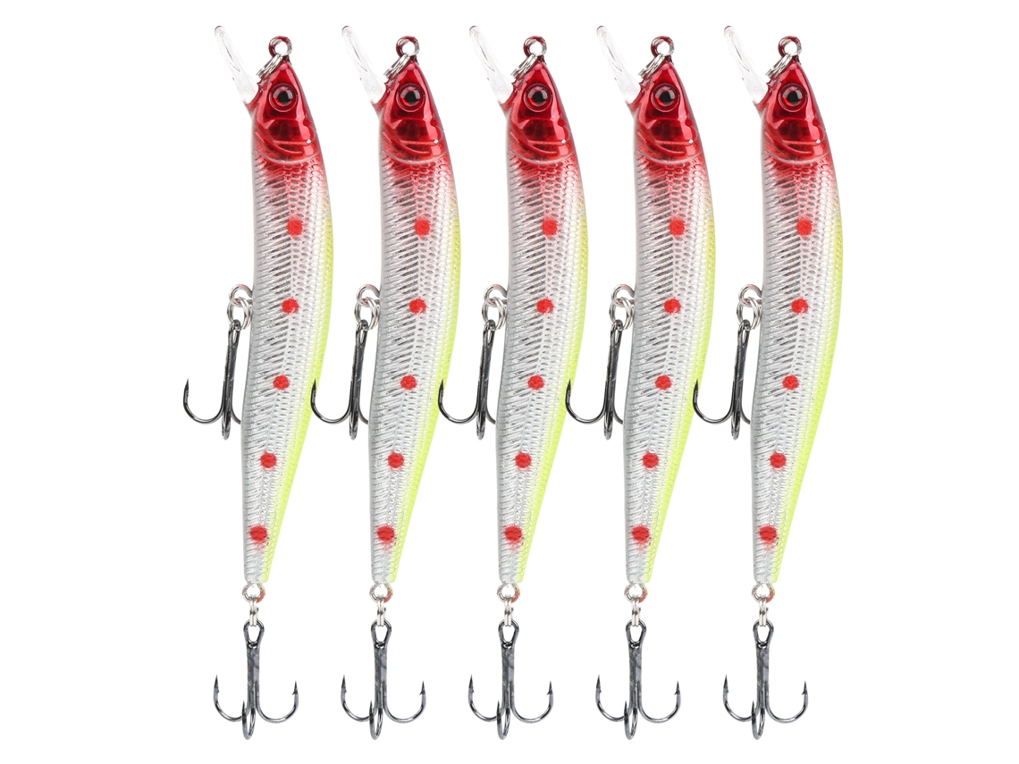 5 Unidades De Señuelos Artificiales Long Shot Minnow Con Anzuelo Triple Para Accesorios De Pesca 3