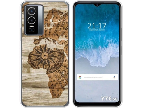 Carcasa para Vivo Y76 5G TUMUNDOSMARTPHONE Dibujos Madera 07 Multicolor