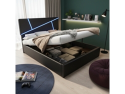 Cabecero Hidráulico Led Para Cama Individual Negra De 90x200