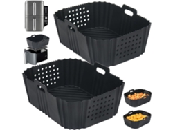 Forros De Silicone Reutilizáveis Para Fritadeira A Ar Com Superfície Antiaderente, Resistentes Ao Calor Até 230 °c. Duráveis, Fáceis De Limpar E Ecológicos, Ideais Para Assar, Grelhar E Fritar.