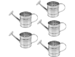 Inoomp 5 Piezas De Pequeñas Regaderas Hechas De Hierro Galvanizado Color Plata. Modelo De Regadera En Miniatura Para