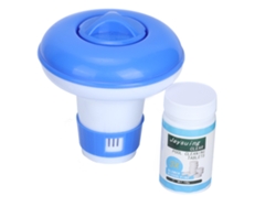 Dispensador automático de cloro flotante para piscina, color azul y blanco