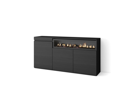 Aparadores para salón 150x75x35cm 3 Puertas Chimenea eléctrica Negro
