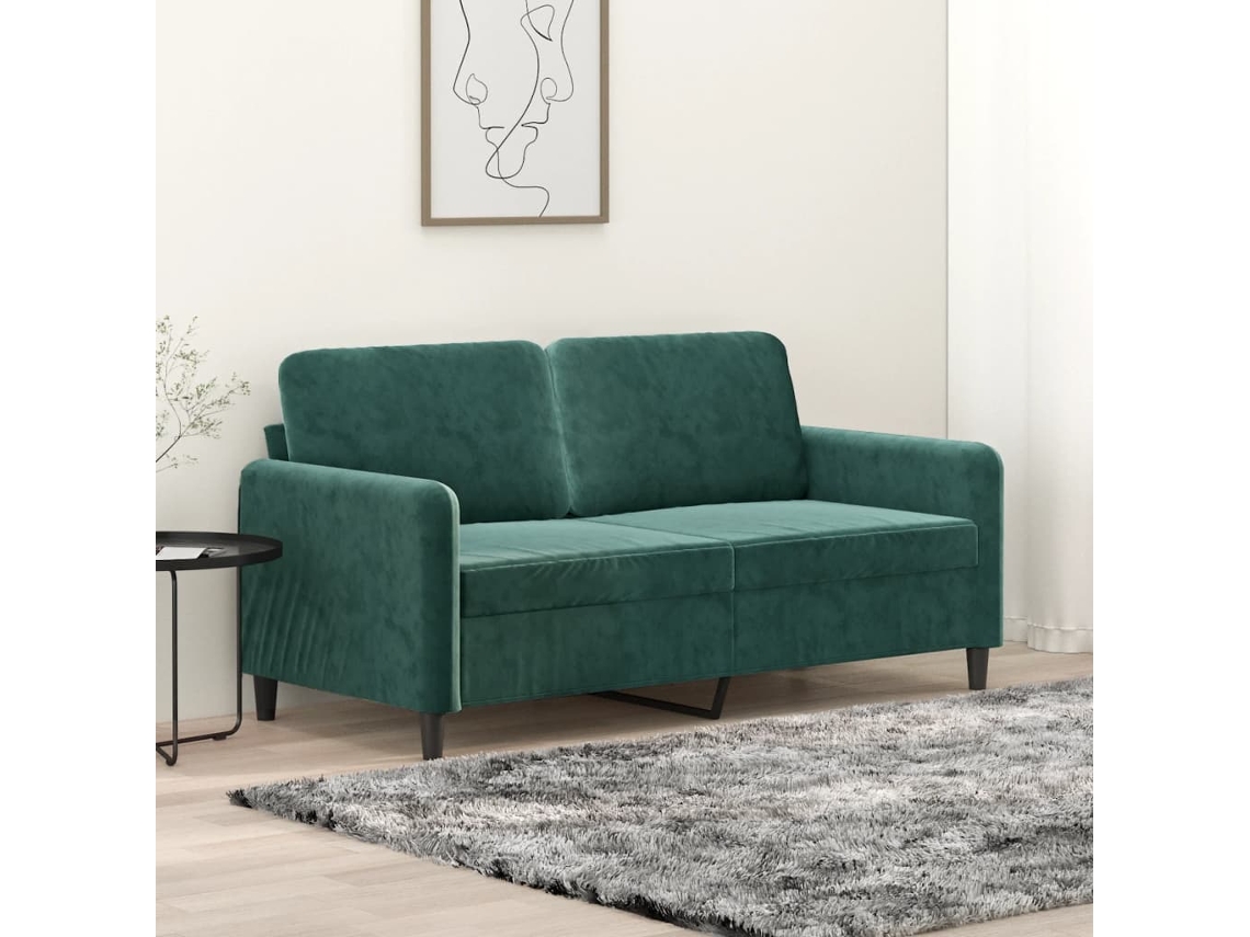 Sofá De 2 Plazas De Terciopelo Verde Oscuro 140 Cm