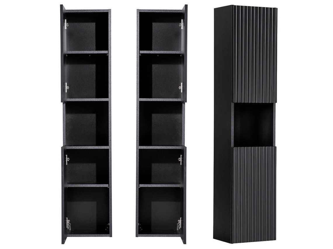 Armario alto de pared para baño Newport 140x30x25 cm - Negro [EN.CASA]