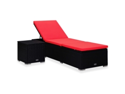 Tumbona con Almohada y Mesa de Centro Vime Pie Rojo